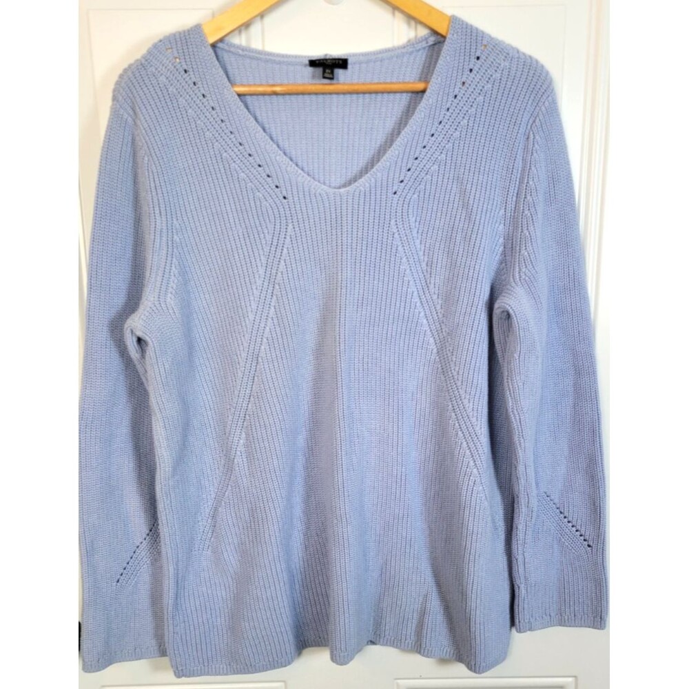 Talbots Plus Size Pima Cotton V-Neck Knit Sweater Size 2X